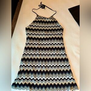 City Triangles Black and Gold Chevron Dress